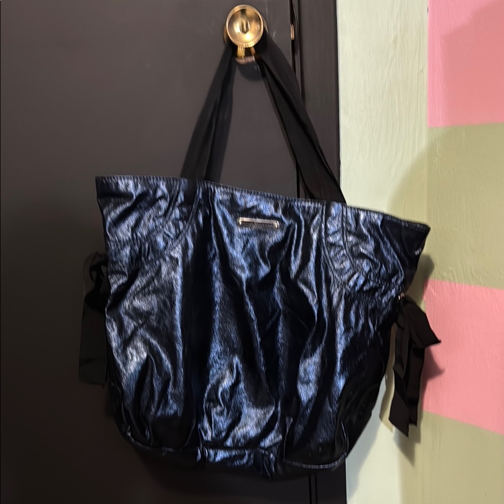 Juicy Couture Shimmery Blue Nylon Tote Bag